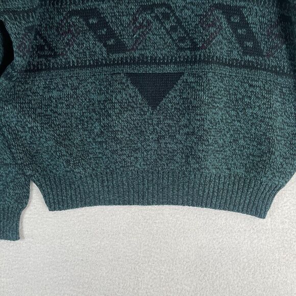 Vintage Michael Gerald Sweater Mens Large Green Crewneck Pullover Knit Geometric - Picture 14 of 16